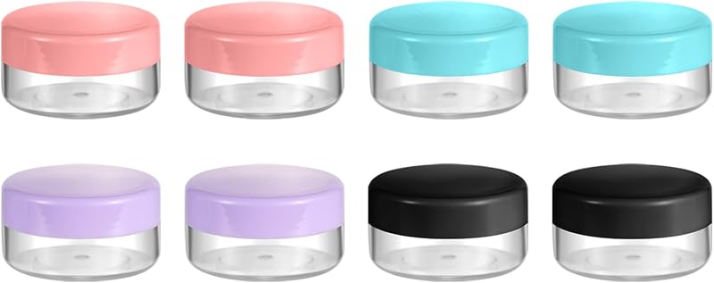 Arcjunys Frascos Cosméticos Redondos Recarregáveis de Plástico, 10 g, Pacote com 8