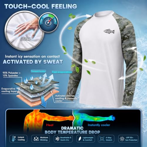 Riverruns Men's Camo Raglan Sleeve Graphic Shirt, UPF50+ Outdoor Top - image 5