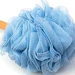 Loofah Back Scrubber for Shower, Wooden Long Handle Bath Sponge Lufa Shower Brush, Soft Nylon Mesh Back Cleaner Washer, Women & Men Exfoliating Luffa Pouf on a Stick for Body (Blue) - Image 4