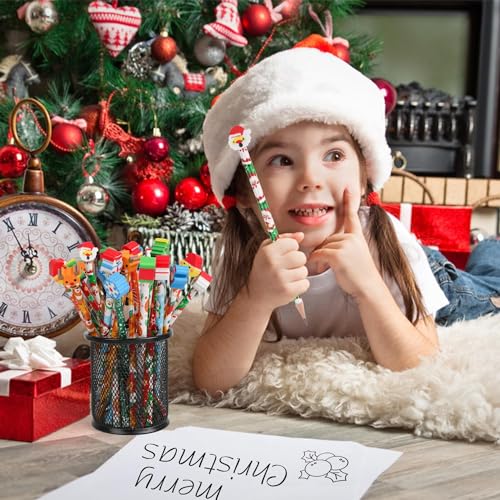 VEYLIN Christmas Pencils, 48 Pack of Xmas Pencils with Erasers Kids Children Holiday Gifts Christmas Classroom Prizes - Image 5