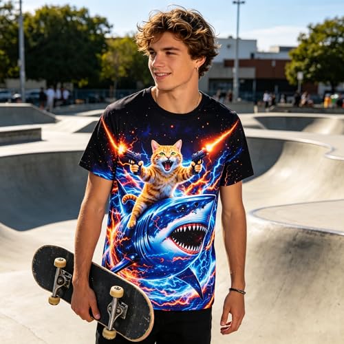 Fanient T-Shirt Homme Femme Imprimé Chat Col Rond Tendance Et Humoristique Idéal pour Les Soirées Taille XXL – vue 3