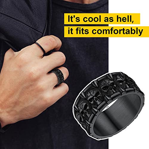 Mens Black Ring Signet Ring Gothic Gifts Skull Rings Size 11 Cool Ring #TOP4
