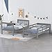 Harper & Bright Designs Twin Over Twin Bunk Bed with Stairs and Shelf for Storage, Solid Wood Bunk Beds Frame for 2, Saving Space and Wood Support, Grey