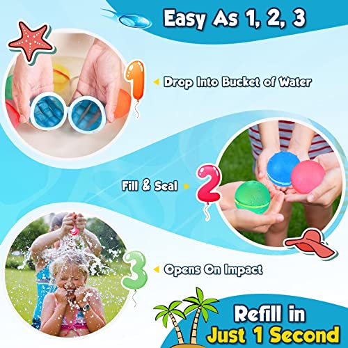8Pcs Reusable Water Balloons, Summer Water Toys For Fun, Easy To Fill Water Bombs, Reusable For Balloon Fights, No Popped Water Balloons, Summer Swimming Pool Beach Backyard, With Storage Bag #TOP2