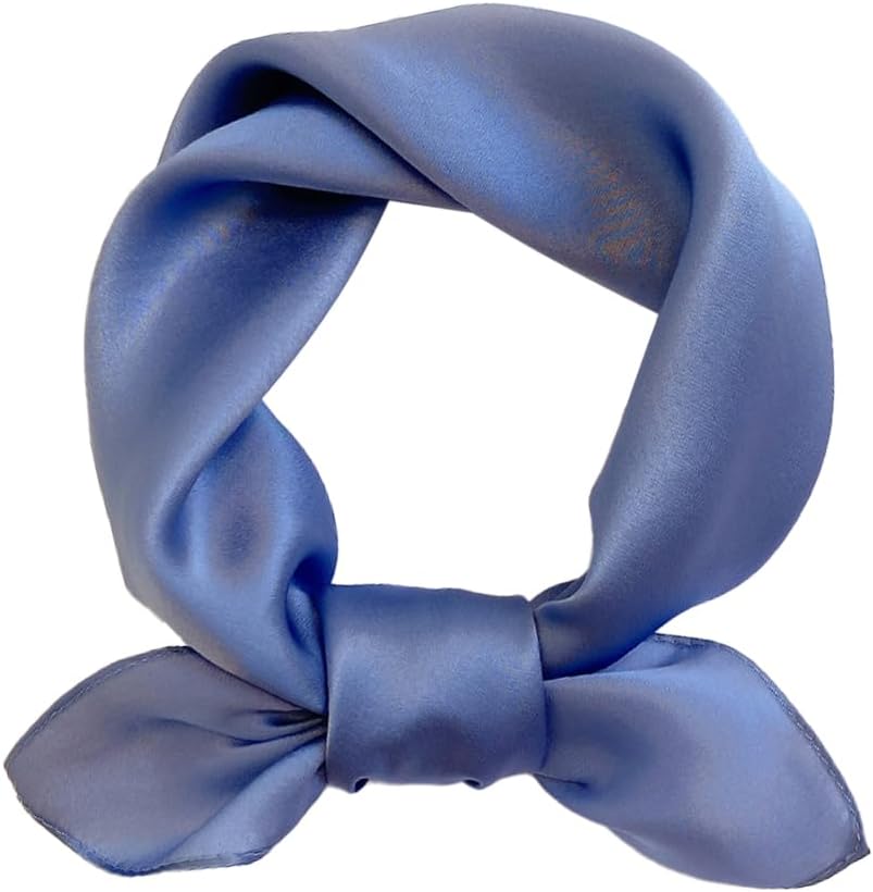 MEISEE Solid Color Mulberry Silk Scarf 20" Square Scarf Neck Scarf Hair Head Breathable Lightweight for Women Gift Packed