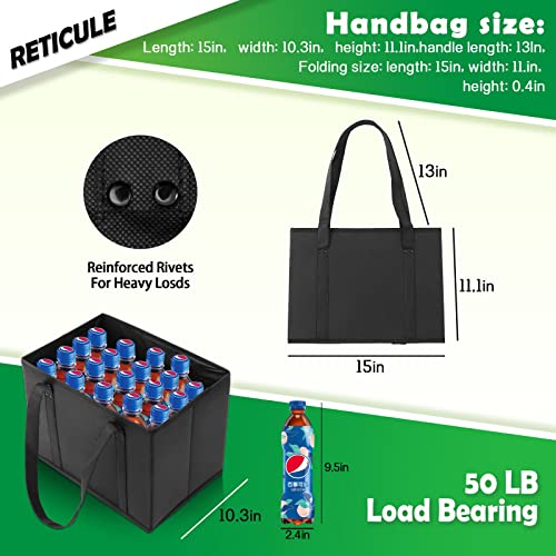 DAREKUKU 3 Pack Reusable Grocery Bags, Foldable Washable Shopping Bags For Groceries With Reinforced Bottom & Handles (2 Grocery Tote Bags + 1 Insulated Cooler Bag)