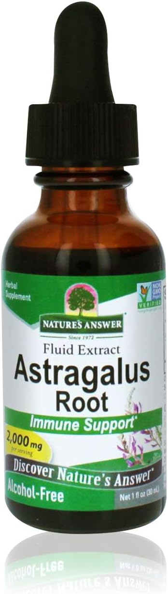 Nature's Answer Astragalus Root 1oz Extract | Promotes Overall Wellbeing | Super Concentrated 2000mg | Alcohol-Free, Gluten-Free, Kosher Certified & No Preservatives | Single Count