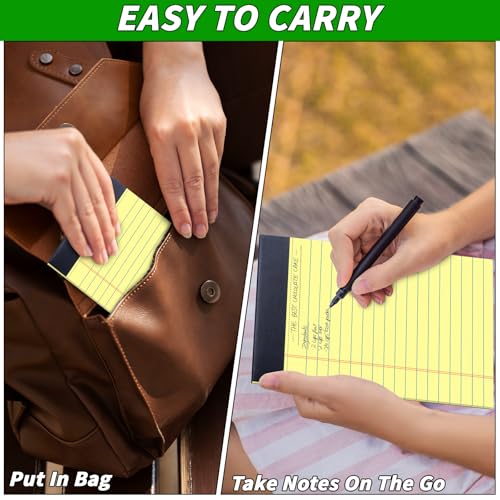 Image of 48 Pack Legal Pads 5 x 8 Inch Yellow Notepads College Ruled Writing Pads | Perforated Memo Pads with Lined Paper for Office, School and Home; Great for Notes, Lists, Planning and Daily Writing
