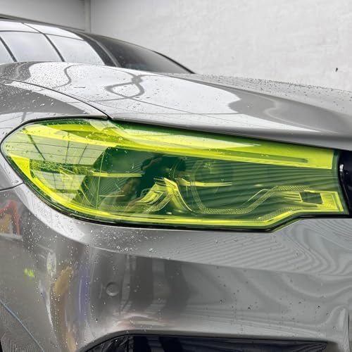 Image of WALLMATE Headlight Taillight Film Self Adhesive Smoke Film Fog Light Film Vinyl Tint Wrap Film Car&Bike Protection Film Sheet Sticker (Chameleon Yellow Smoke, 12x100 Inch)