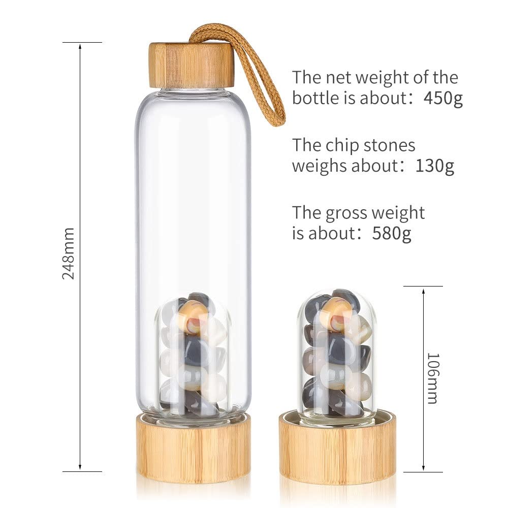 550Ml Botella De Agua De Cristal Natural Punto De Cristal De Cuarzo Punto De Elixir Curativo Cristal De Reiki Botella De Agua De Energía Botella De Agua Con Infusión De Gemas ( Color : Lapis lazuli )