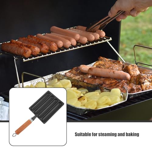 Poêle à griller en métal noir PLAFOPE cuisson saucisses vapeur - 8