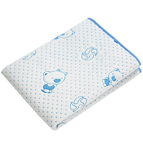Olizee - Cambiador de orina de algodón transpirable y absorbente, impermeable, para bebé, lavable, protector de colchón, Oso azul, 2 Pack 19.5X27" Cover