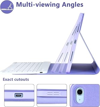 UnDePlus Samsung Galaxy Tab S10 Lite FE/S10/S9 FE/S9 ile uyumlu Kılıf Kablosuz Klavyeli Case Mobax Türkçe(12.4inç Değildir) Lila