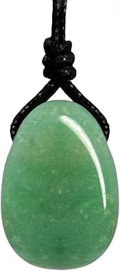 Luck Strings Green Aventurine Crystal Pendant Necklace Handmade Chakra Healing Stone | Unisex Wax Cord Amulet for Men & Women | Spiritual Energy Jewelry