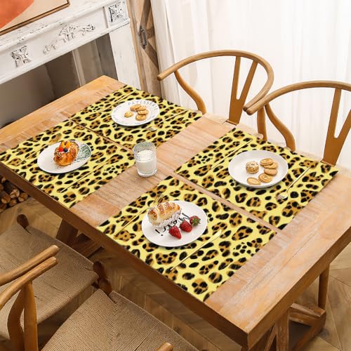 Set de table imprimé léopard en lin coton x8 pour la cuisine - 4