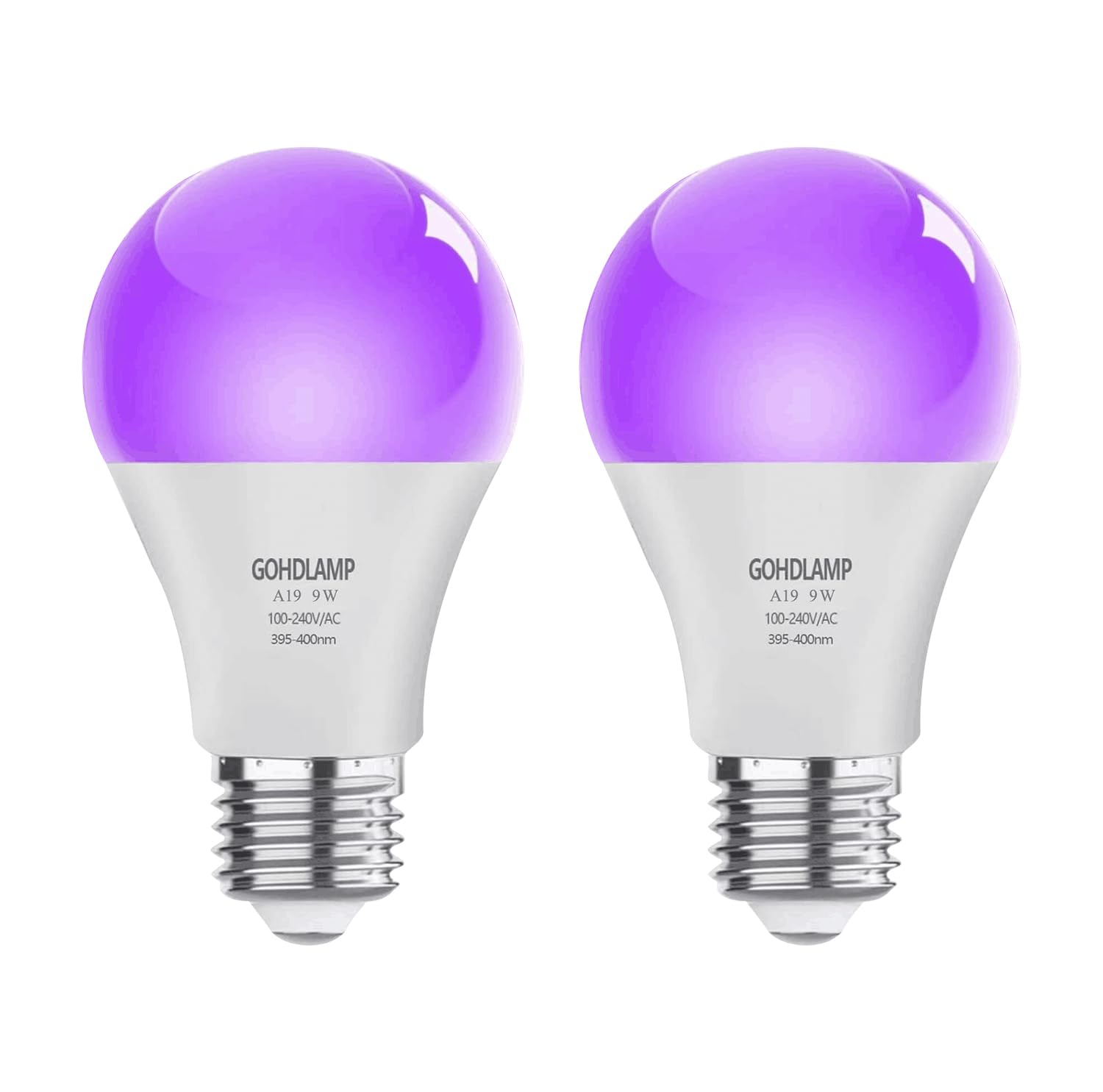2 Ampoules LED UV 12W E27 Lumière Noire - Idéal Soirée Fluo Halloween Fête
