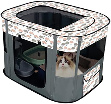 Floving Tragbare Hundehütte Haustierzaun Faltbarer Haustier Laufstall Rechteckig Kreißsaal Katzenbett Katzenhöhle Katzenhütte Welpenhaus Zwinger Geschlossenes Haustierzelt (M/80 *