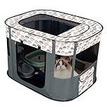 Floving Portable Doghouse Pet fence Foldable Pet playpen Rectangle Delivery Room Cat Nest Cat hut Puppy house Kennel Closed Pets Tent with carry bag (S/70 * 50cm, Gray)