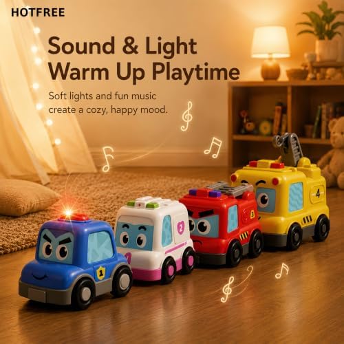 Hotfree 4 in 1 Montessori Toy Cars Set - Stacking Nesting Magnetic Following Toddler Toys 1-2, Sensory Toys with Lights, Music & Cars Toys, STEM Educational Toy, Christmas Birthday Gifts for Baby — view 4