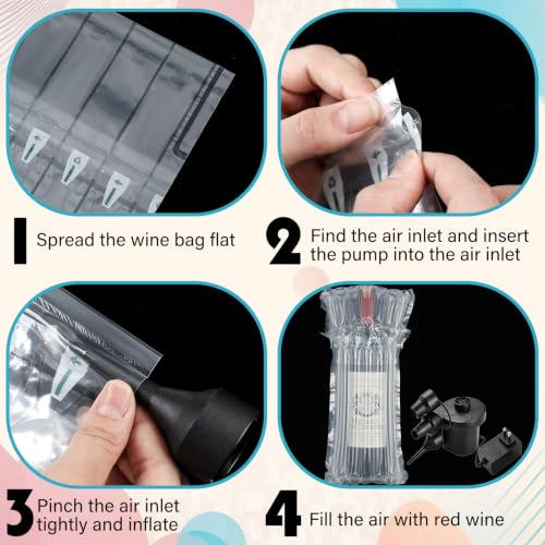 Leriton 600 Pcs Wine Bottle Travel Protector Bags, Inflatable Air Column Packaging Bubble Bag with Reusable Inflator Pump, Reusable Wine Bottle Protector Air Cushion Bags for Travel Shipping by Leriton - Image 3