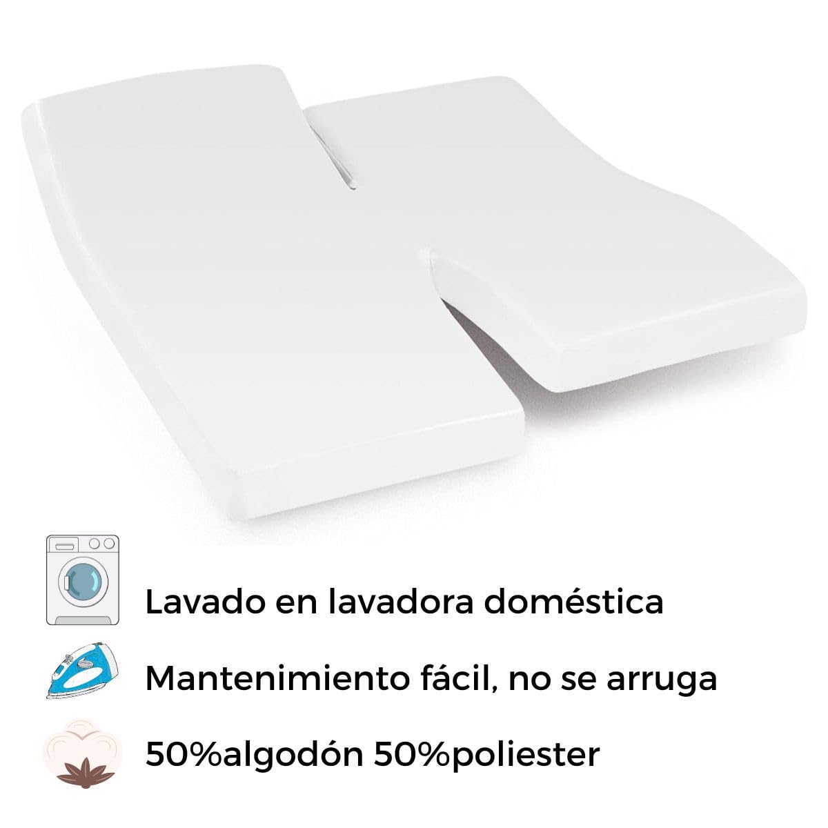 CAÑETE - Sábana Bajera Lisa Cama ARTICULADA Cama 180 - Color Blanco