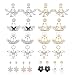 12 Pairs Fashion Silver Plated Leaf Feather Flower Crystal Ear Jacket Front and Back Stud Earrings for Women Girls Set