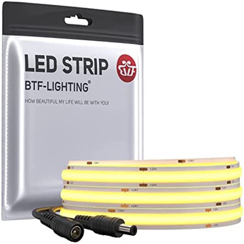 BTF-LIGHTING COB LED Strip Light 5M 528LEDs/m FCOB Dimmable Light Uniformity Flexible High Density Warm White 24V 10mm Width LED Tape for Bedroom Kitchen Home Interior Decoration(Only LED Strip) — view 16