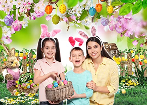 Dudaacvt 7X5Ft Spring Easter Backdrops Floral Backdrop Pictures Nature Scenery Fence Grass Decor Photography Background Kids Adult Portraits Photo Backdrop D626 #TOP1