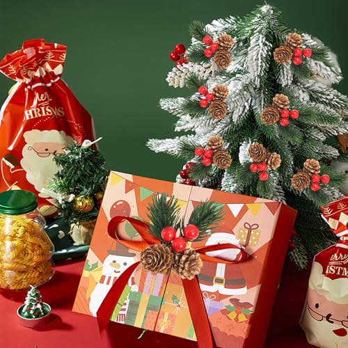 Lot de 20 pics de Noël avec pommes de pin artificielles et verdure durable - 4