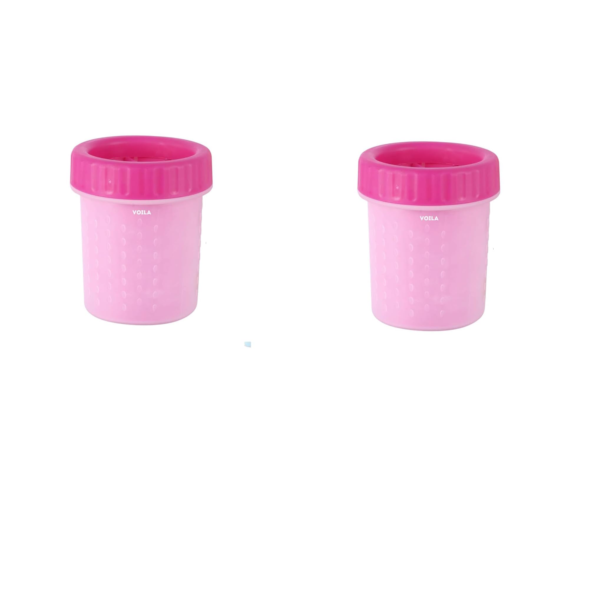 Voila Dog Paw Cleaner Cup, Portable & Easy-to-Use Pet Paw Washer for Dogs & Cats, Gentle Silicone Bristles for Safe Cleaning, Ideal for Small, Medium & Large Breeds, (Pack of 2) Pink