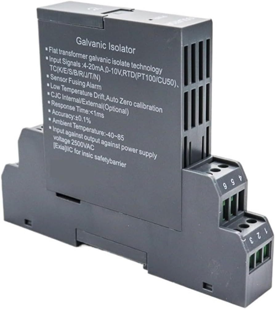 Signal Isolation Transmitter Voltage And Current Signal Isolator 1 In 1 Out Rail Type 4-20Ma Current Signal Isolator For Three-Wire Transmitters Dc0-10V 18-30V power(1 in 2 out,INPUT 1-5VDC_0-20MA)