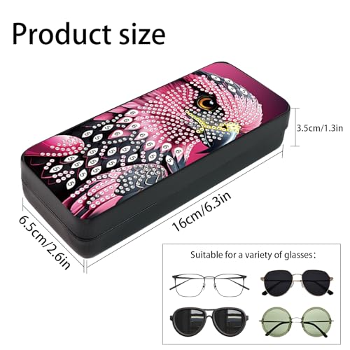 Image of 5D Diamond Painting Glasses Case for Adults, DIY Hawk Diamond Art Eyeglass Holder, Handmade Rhinestone Diamond Art Storage Box, Travel or Home Decor Craft Gift