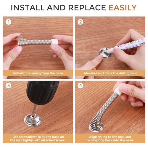 Sadnyy 60 Pcs Spring Door Stopper with Rustproof Screw Rubber Bumper Tips, 3\" Flexible Heavy Duty Spring Wall Door Stop Low Mounted Door Bumper for Home Spring Door Stoppers for Bottom of Door - Thumbnail 4