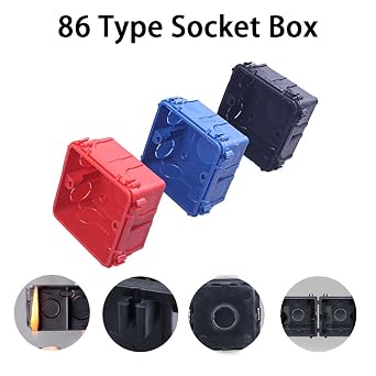 Junction Box 2 Pack 86 Type Switch Socket Universal Mounting Box Internal Cassette Wall Mounted Switch Socket Cassette Hidden Concealed Mounting Box for Electrical Projects (Blue)