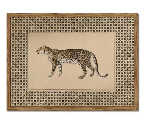 Vintage Leopard Wall Art Cheetah Safari Wall Decor Paintings, Wildlife