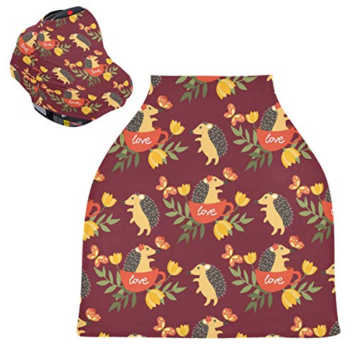 かわいい漫画のハリネズミベビーカーシートカバーキャノピー伸縮性看護カバー幼児用母乳の男の子の女の子のための通気性防風冬のスカーフ