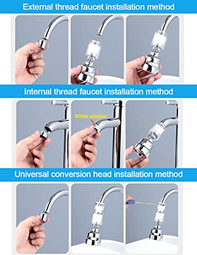 Sink Filter Water Faucet,360° Rotating Faucet Water Filter, Kitchen Bathroom Universal Swivel Sink Filter, With 3 Water Outlet Modes Removes Chlorine Fluoride Heavy Metals Hard Water For Home Kitchen #TOP5