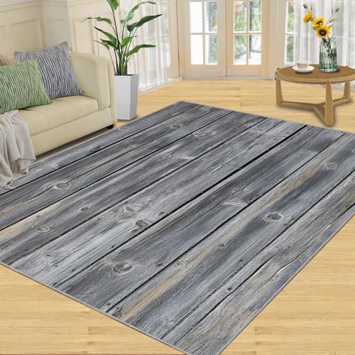 Wood Grain Rug, 3x5 Rugs, Gray Wood Area Rugs for