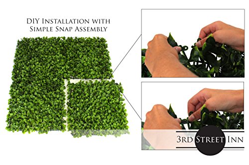Artificial Hedge - Outdoor Artificial Plant - Great Boxwood And Ivy Substitute - Sound Diffuser Privacy Fence Hedge - Topiary Greenery Panels (12, Jasper) #TOP4