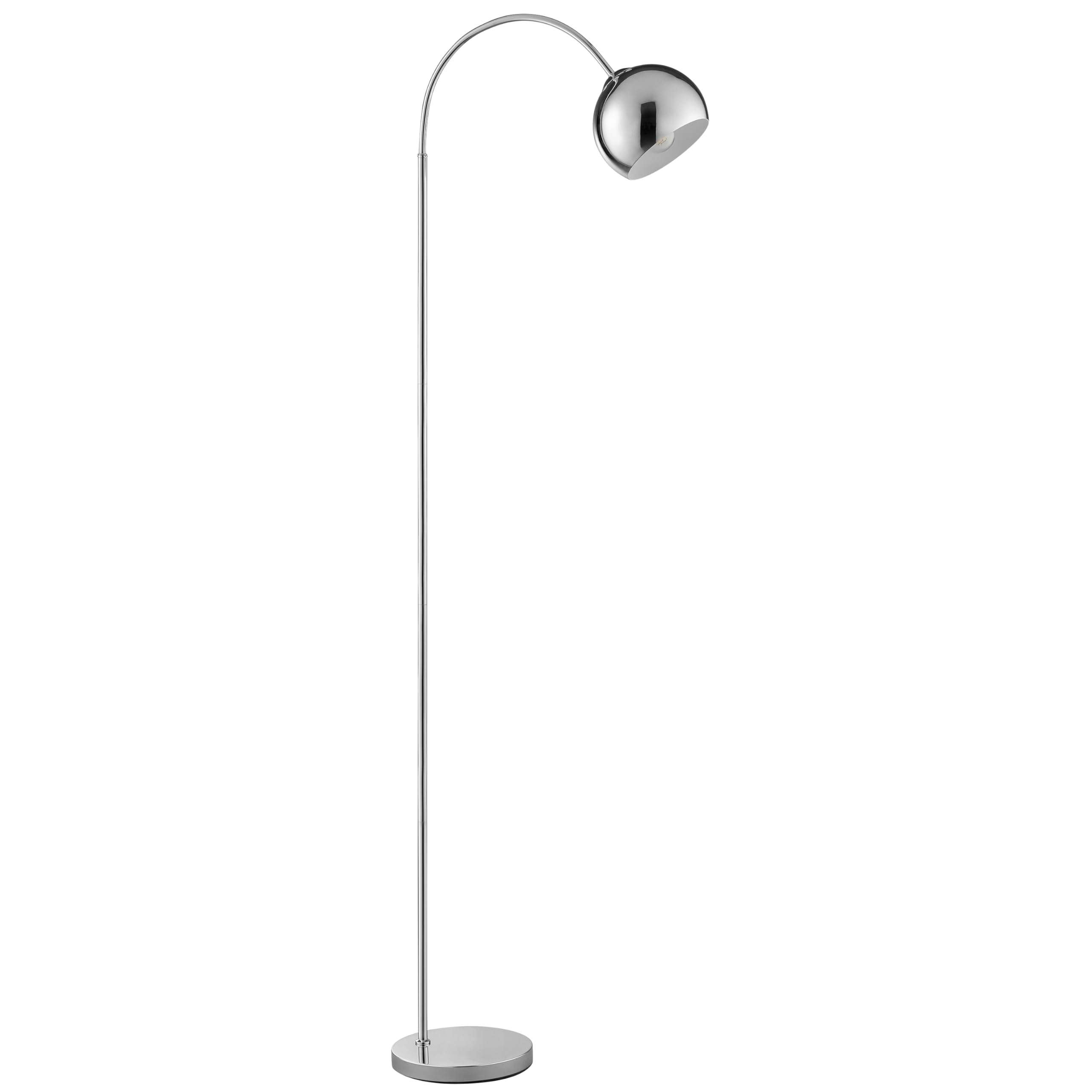 Lampada da terra curva brillante Helen, attacco E27, altezza 170 cm, larghezza 23 cm, profondità 51 cm, braccio curvo, metallo, colore cromo, ideale per soggiorno, angolo lettura, design moderno ed