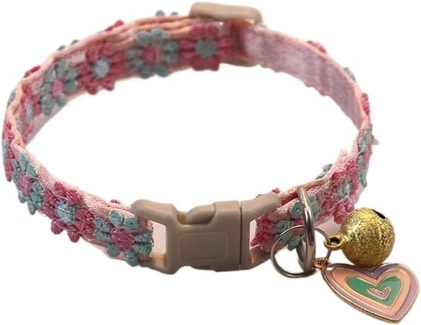 Cat Dog Collar Adjustable Cat Collar Cute Lace Flower Decoration Pet with Bell and Alloy Pendant for Cats and Puppies Kitten Accessories(Color10)