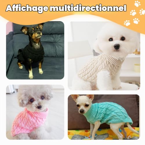 Fiohiros Lot de 2 Pull pour Chien Chauds et Doux Pull Chien Petite Taille Petit l'hiver – vue 4
