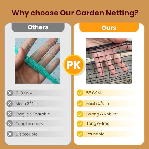 Image of Deer Fence Netting,Plastic Mesh Fence 6.5x50ft,Reinforced Edges 55gsm Heavy Duty Animal Barrier,Ideal for Garden Netting,Against Bird,Temporary Fence,Fruit Plant Protection,Black
