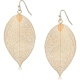 Humble Chic - arete de hoja de filigrana grande para mujer, diseño ligero y de gran tamaño, arete de plata boho para...