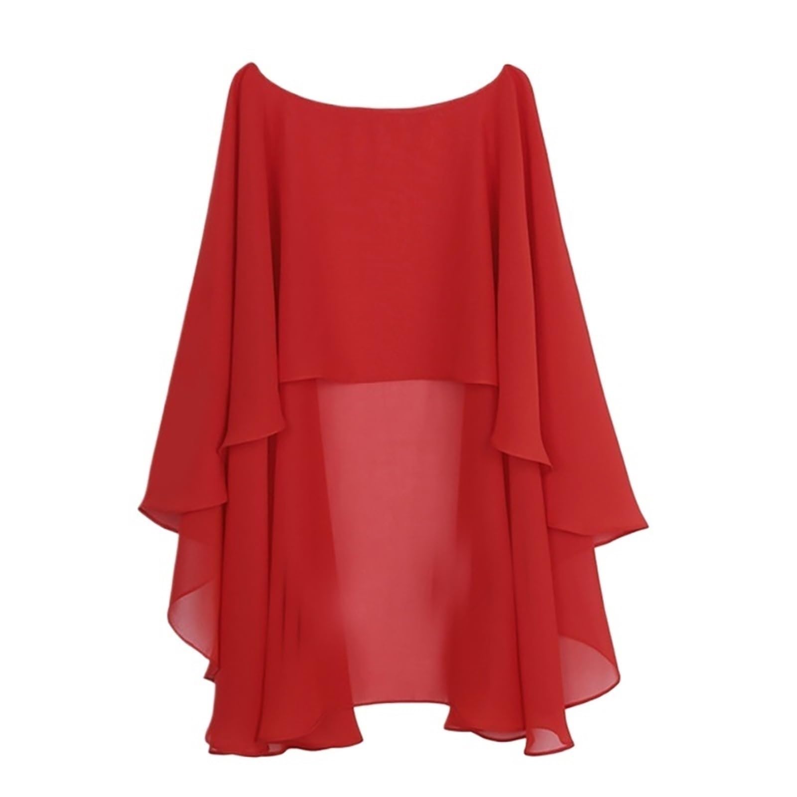 HEUchuan Wedding Dress Shawl Soft Bridal Cape Wrap – Long Wedding Shawl for Brides & Bridesmaids(Red,XS)