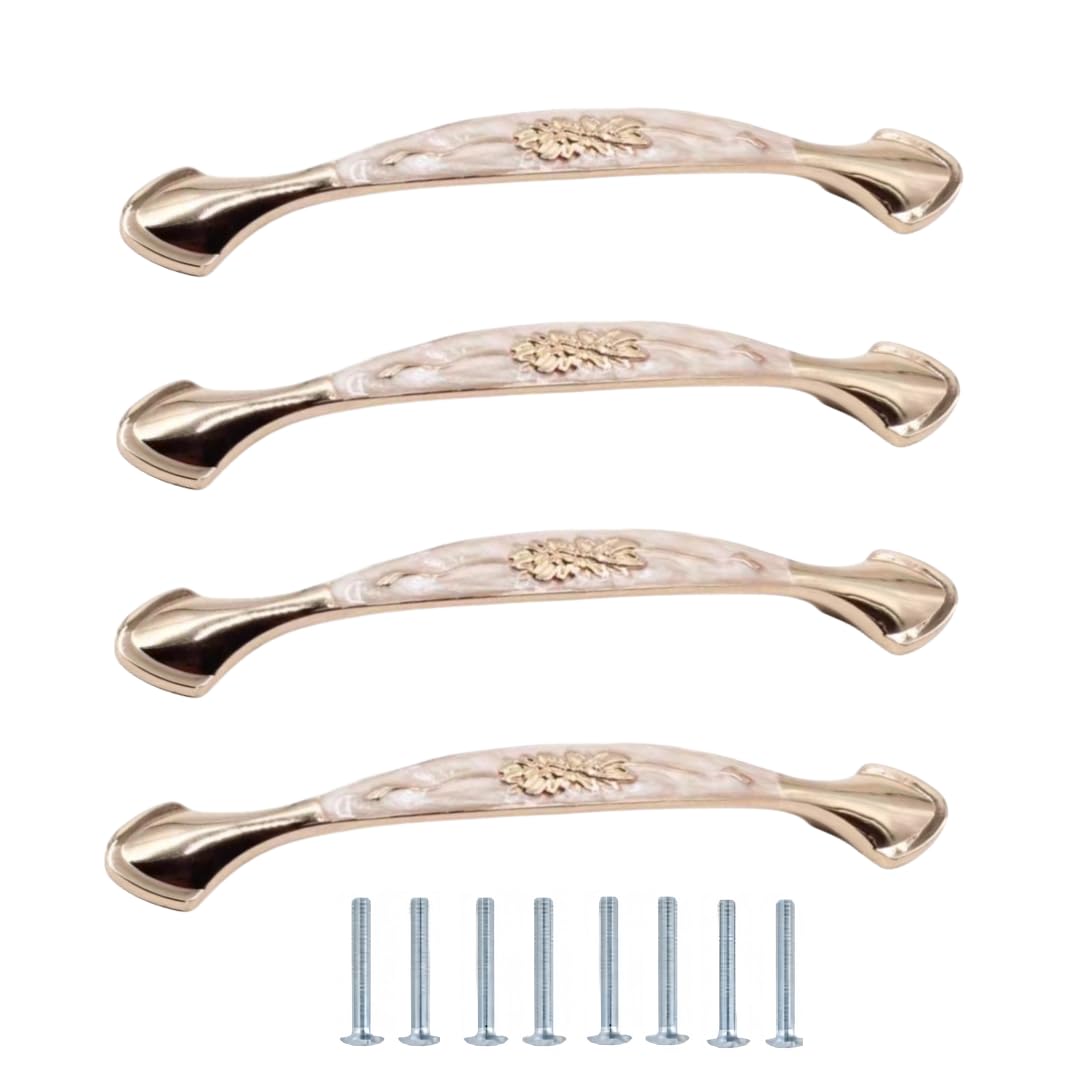 NLQCSXWEP Zinc Alloy Cabinet Bow Handle, Zinc Alloy Aluminum Cabinet Handles 4-Pack Multicolor(817-128mm White Amber Aluminum Alloy)