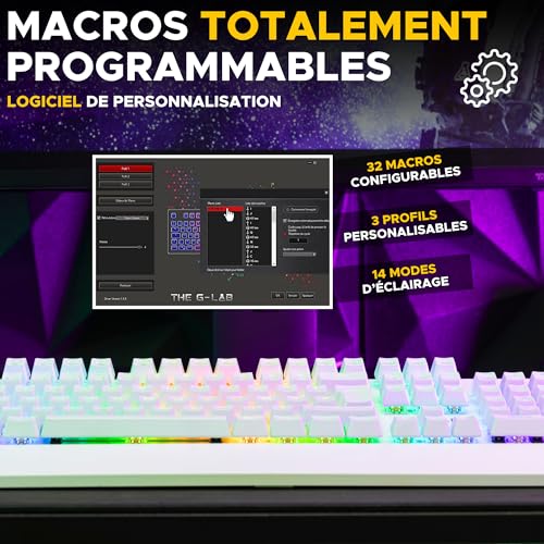 Tastiera meccanica The G-Lab KEYZ RUBIDIUM Bianco Azerty Francese - Tastiera gaming - Immagine 2