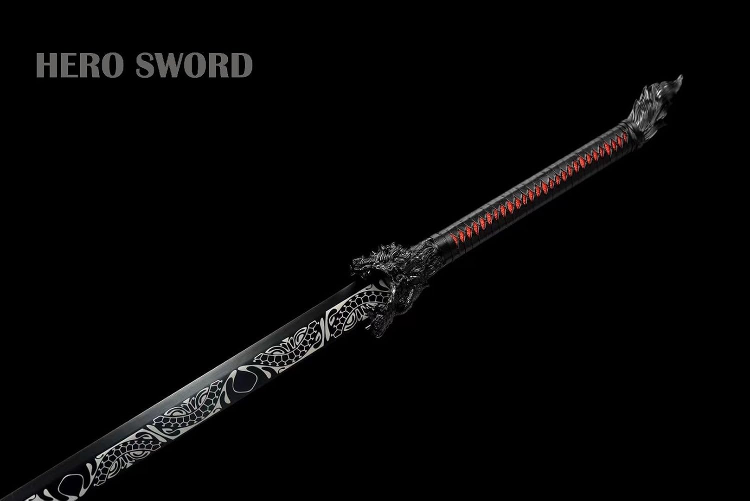 HERO SWORD Battle Ready Black Dragon Sword,Broadswords,Chinese Sword,Sharp Blade,Manganese Steel Full Tang Blade Samurai Sword,Katana,Cool Weapon for Mens
