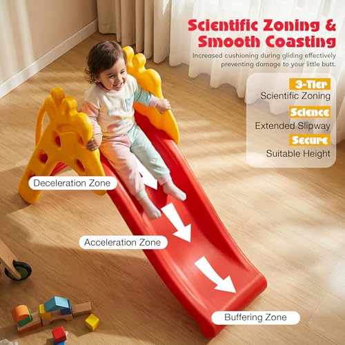 Image of Baybee Baby Slides for Kids | Perfect Outdoor Garden Sliding with Climbing & Anti Slip Steps | Baby Play Area Indoor Setup for Babies | Freestanding Slider for Kids 2+ Years (Giraffe)