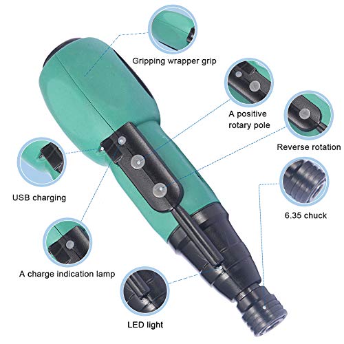 HAWKEYE Power Screwdriver Cordless Screwdriver Rechargeable 3.6V Mini Protable Electric/Manual 2-in-1 Screwdriver with Front LED, 12Pcs Precision Screwdriver Bits, USB Charging Cable